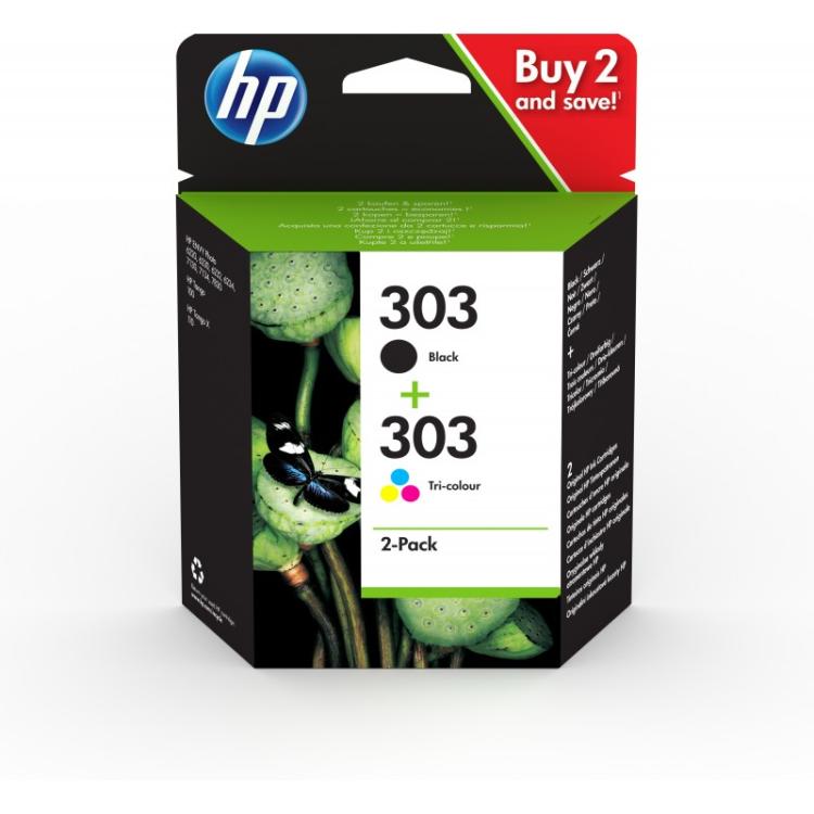 HP - Paquete de 2 cartuchos de tinta Original 303 negro/tricolor