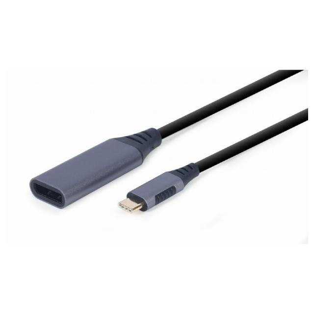 Gembird - A-USB3C-DPF-01 adaptador de cable de vídeo 0,15 m USB Tipo C DisplayPort Negro, Gris