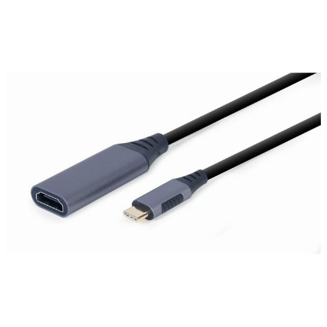 Gembird - A-USB3C-HDMI-01 adaptador de cable de vídeo 0,15 m USB Tipo C HDMI tipo A (Estándar) Negro, Gris