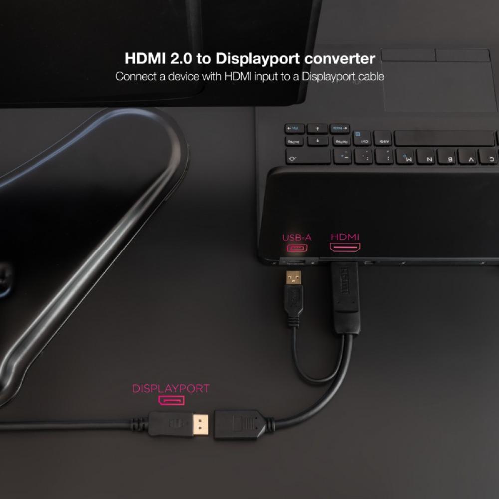 Nanocable - Conversor HDMI 2.0 a DisplayPort V1.2 Negro, 20 cm