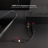 Nanocable - Conversor HDMI 2.0 a DisplayPort V1.2 Negro, 20 cm