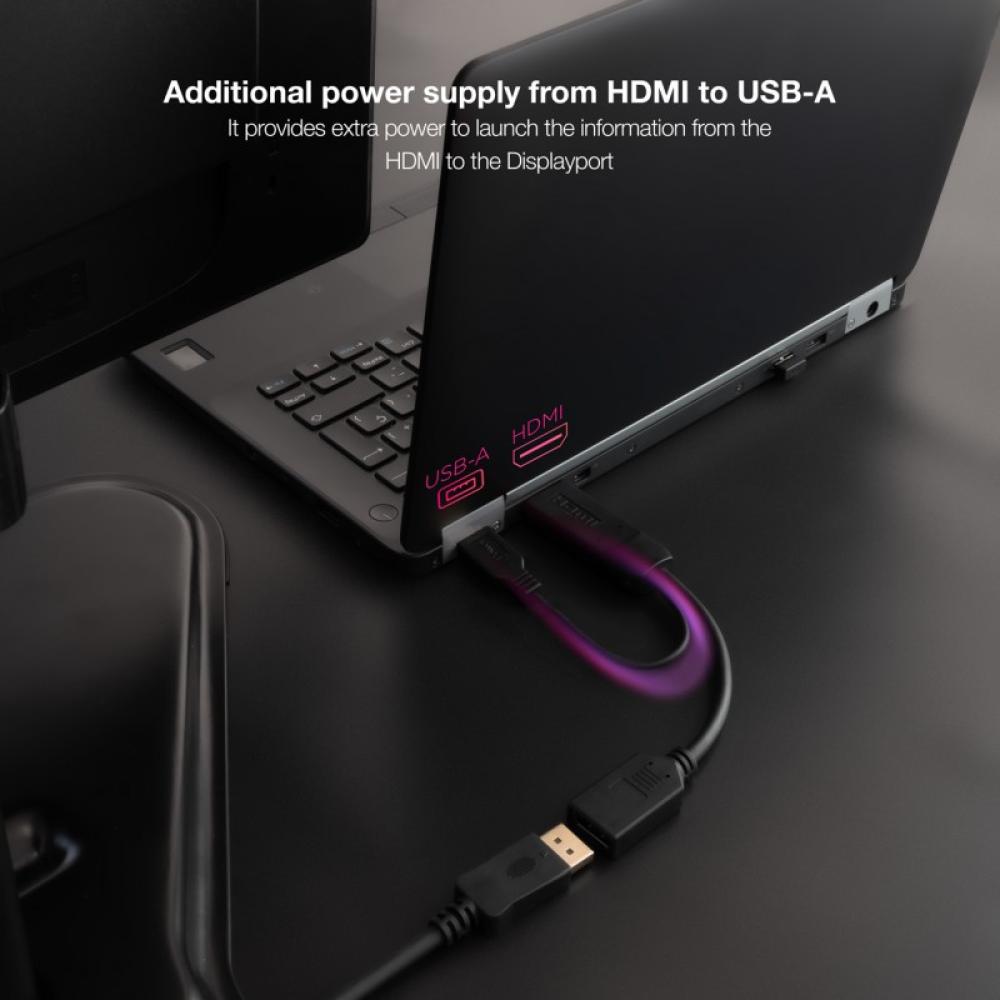 Nanocable - Conversor HDMI 2.0 a DisplayPort V1.2 Negro, 20 cm