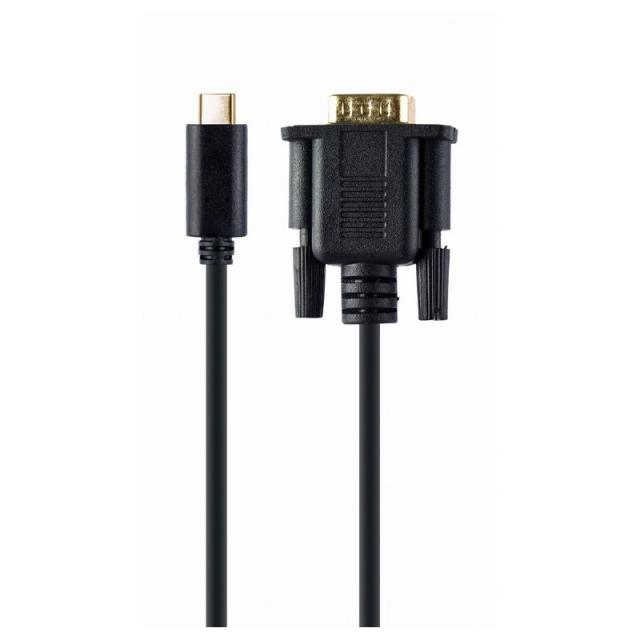 Gembird - A-CM-VGAM-01 adaptador de cable de vídeo 2 m USB C VGA (D-Sub) Negro