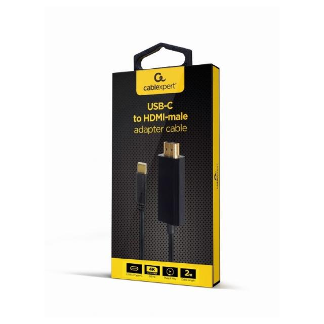 Gembird - A-CM-HDMIM-02 adaptador de cable de vídeo 2 m USB Tipo C HDMI Negro