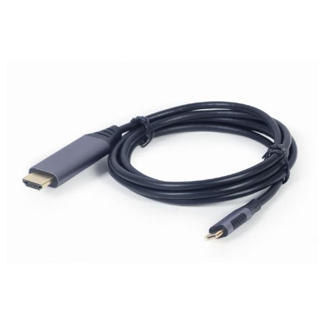 Gembird - CC-USB3C-HDMI-01-6 adaptador de cable de vídeo 1,8 m USB Tipo C HDMI tipo A (Estándar) Negro, Gris