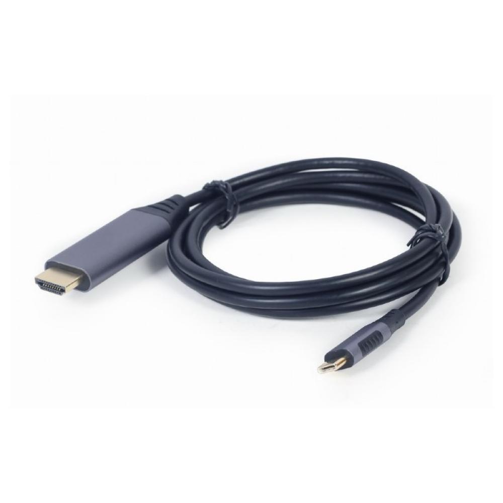 Gembird - CC-USB3C-HDMI-01-6 adaptador de cable de vídeo 1,8 m USB Tipo C HDMI tipo A (Estándar) Negro, Gris
