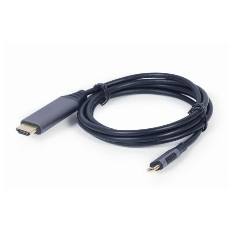 Gembird - CC-USB3C-HDMI-01-6 adaptador de cable de vídeo 1,8 m USB Tipo C HDMI tipo A (Estándar) Negro, Gris