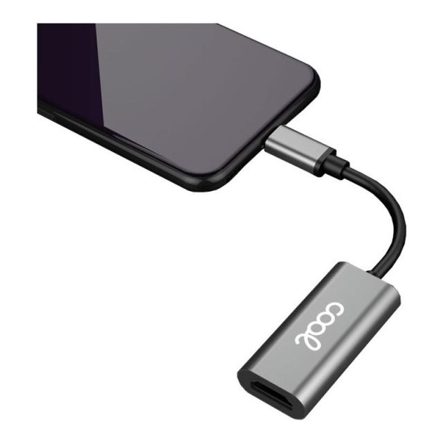 COOL Accesorios - 8434847050652 adaptador de cable de vídeo HDMI tipo A (Estándar) USB Tipo C Negro, Plata
