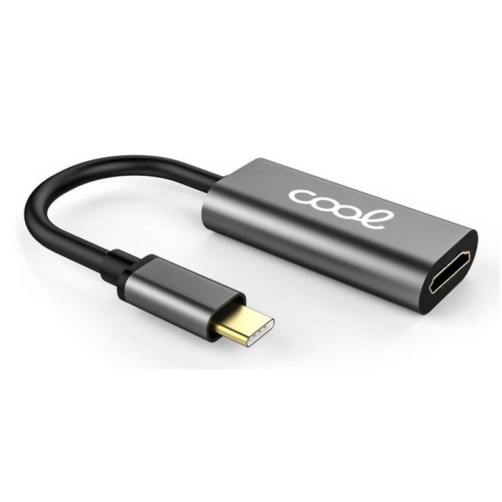 COOL Accesorios - 8434847050652 adaptador de cable de vídeo HDMI tipo A (Estándar) USB Tipo C Negro, Plata