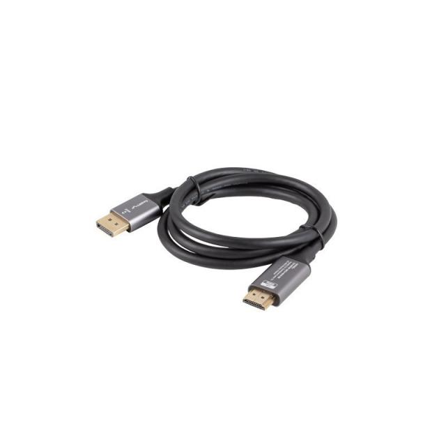 Lanberg - CA-DPHD-20CU-0010-BK adaptador de cable de vídeo 1 m DisplayPort HDMI tipo A (Estándar) Negro, Plata