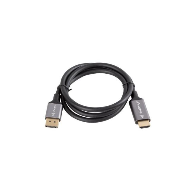 Lanberg - CA-DPHD-20CU-0010-BK adaptador de cable de vídeo 1 m DisplayPort HDMI tipo A (Estándar) Negro, Plata