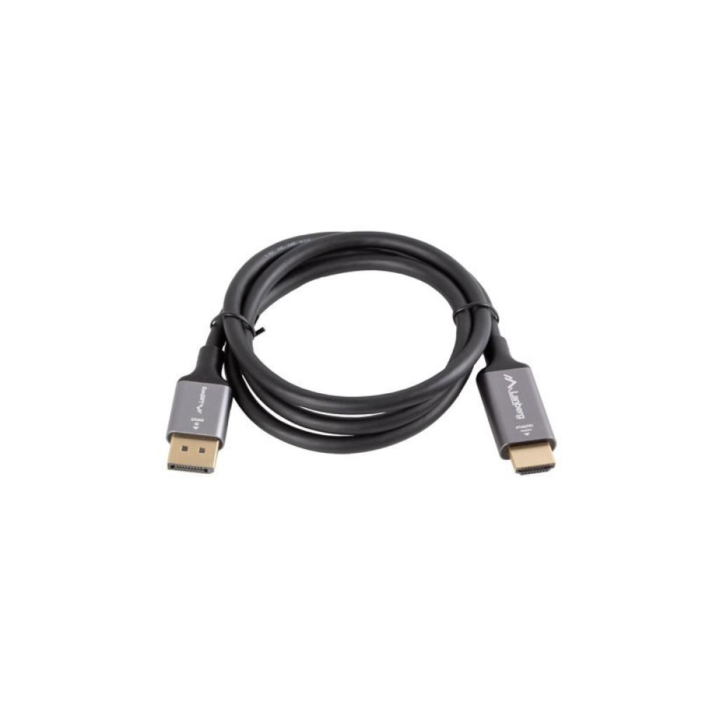 Lanberg - CA-DPHD-20CU-0010-BK adaptador de cable de vídeo 1 m DisplayPort HDMI tipo A (Estándar) Negro, Plata