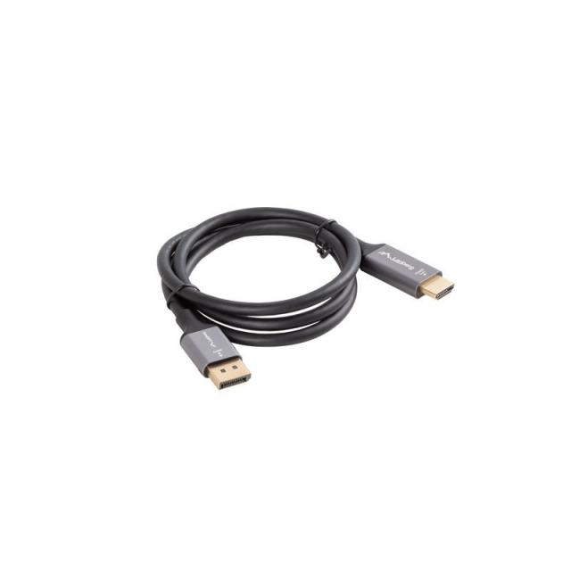 Lanberg - CA-DPHD-20CU-0010-BK adaptador de cable de vídeo 1 m DisplayPort HDMI tipo A (Estándar) Negro, Plata