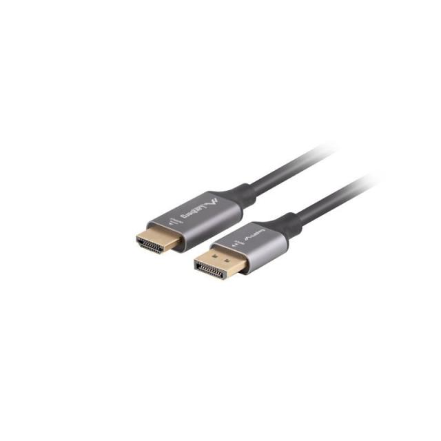 Lanberg - CA-DPHD-20CU-0010-BK adaptador de cable de vídeo 1 m DisplayPort HDMI tipo A (Estándar) Negro, Plata