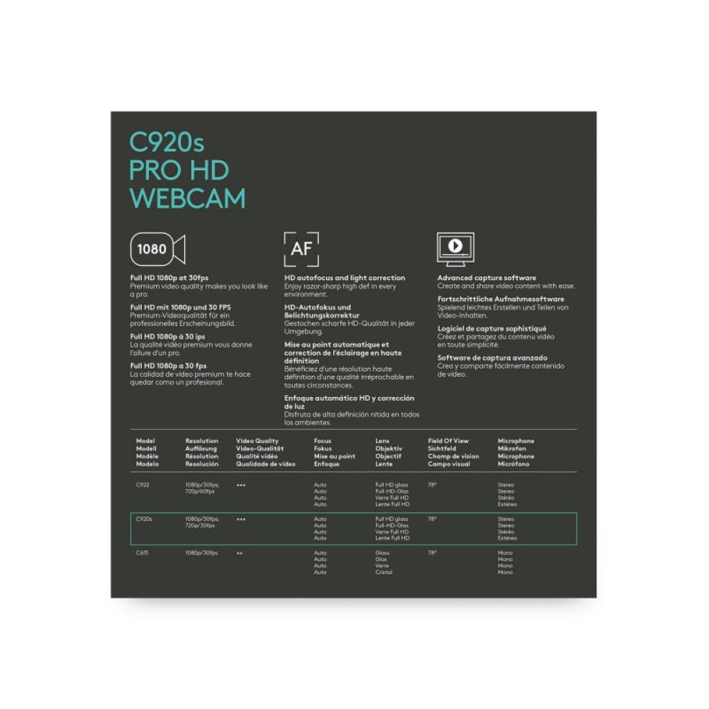 Logitech - 960-001252 cámara web 1920 x 1080 Pixeles USB Negro