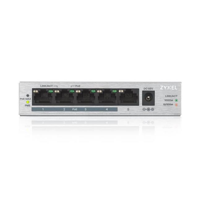 Zyxel - GS1005HP No administrado Gigabit Ethernet (10/100/1000) Energía sobre Ethernet (PoE) Plata