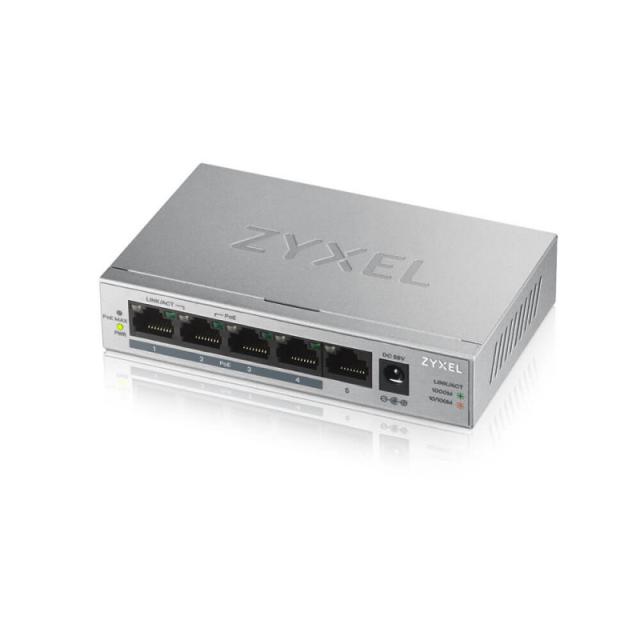 Zyxel - GS1005HP No administrado Gigabit Ethernet (10/100/1000) Energía sobre Ethernet (PoE) Plata