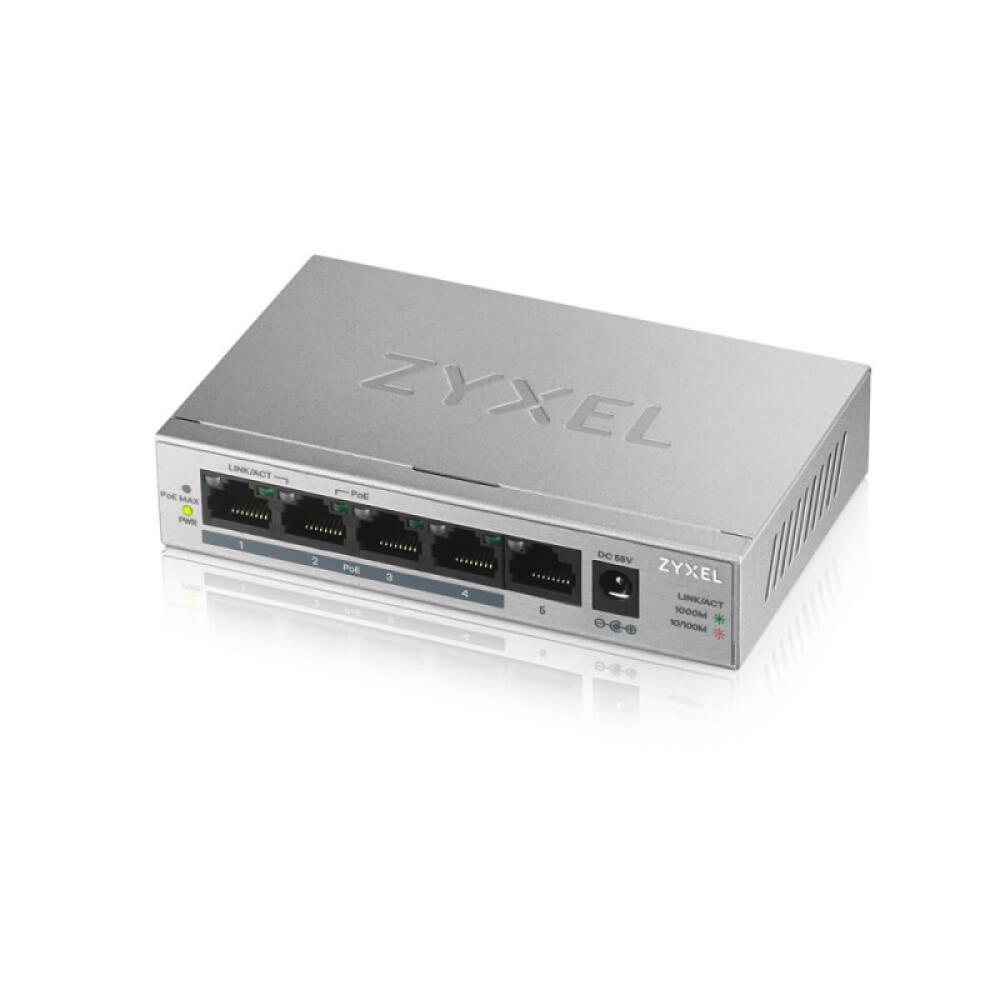 Zyxel - GS1005HP No administrado Gigabit Ethernet (10/100/1000) Energía sobre Ethernet (PoE) Plata