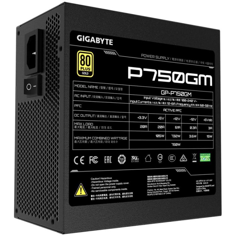 GIGABYTE - P750GM unidad de fuente de alimentación 750 W 20+4 pin ATX ATX Negro