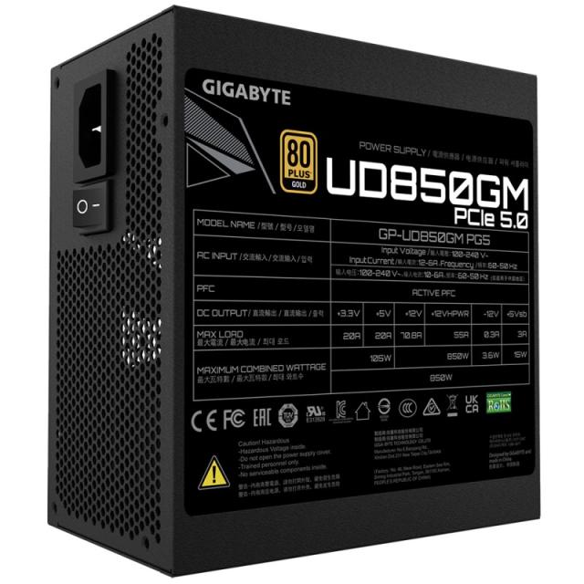 GIGABYTE - GP-UD850GM PG5 unidad de fuente de alimentación 850 W 20+4 pin ATX ATX Negro