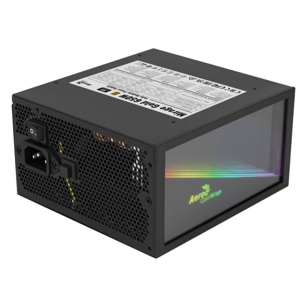 Aerocool - MIRAGEGOLD 650W Fuente Alimentación PC Modular RGB 80 Plus Gold Condensadores Japoneses