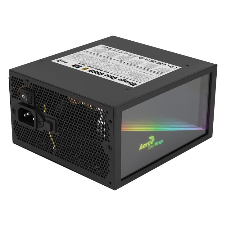 Aerocool - MIRAGEGOLD 650W Fuente Alimentación PC Modular RGB 80 Plus Gold Condensadores Japoneses