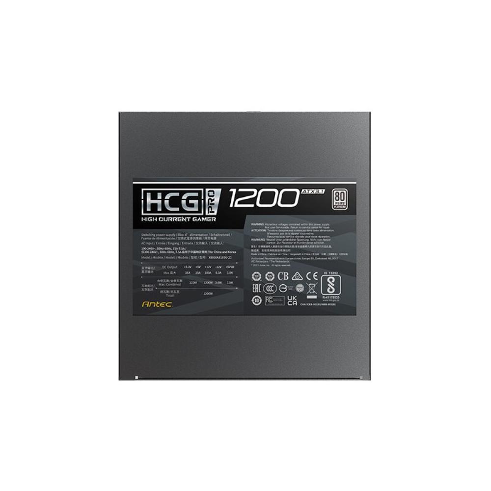 Antec - HIGH CURRENT GAMER HCG1200 PRO Platinum ATX 3.1 unidad de fuente de alimentación 1200 W 20+4 pin ATX Negro