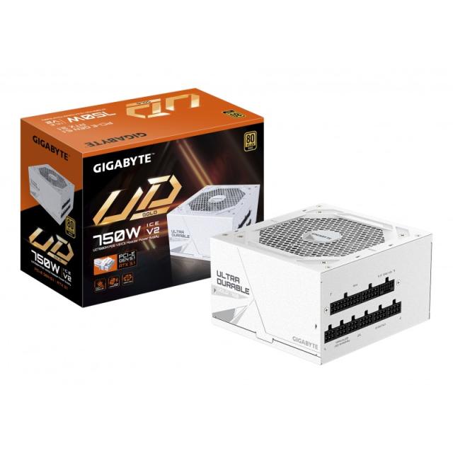 GIGABYTE - UD750GM PG5 V2 ICE Fuente de Alimentación – PCIe Gen 5.1, 80 PLUS Gold, Diseño completamente modular, Ventilador de 1