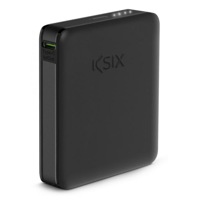 Ksix - Powerbank Nano 5.000 mAh, Tamaño de bolsillo, Power Delivery, 20 W, Cable USB-C a USB-C, Indicadores LED, Negro