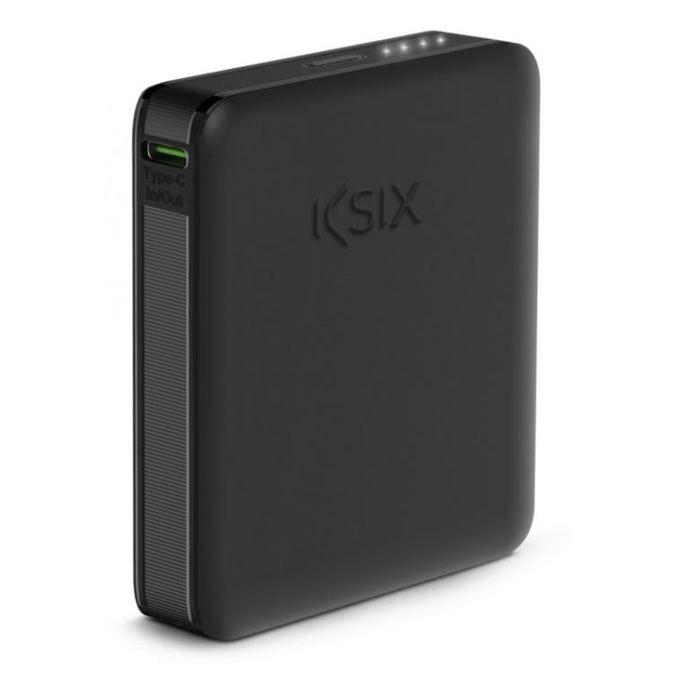 Ksix - Powerbank Nano 5.000 mAh, Tamaño de bolsillo, Power Delivery, 20 W, Cable USB-C a USB-C, Indicadores LED, Negro