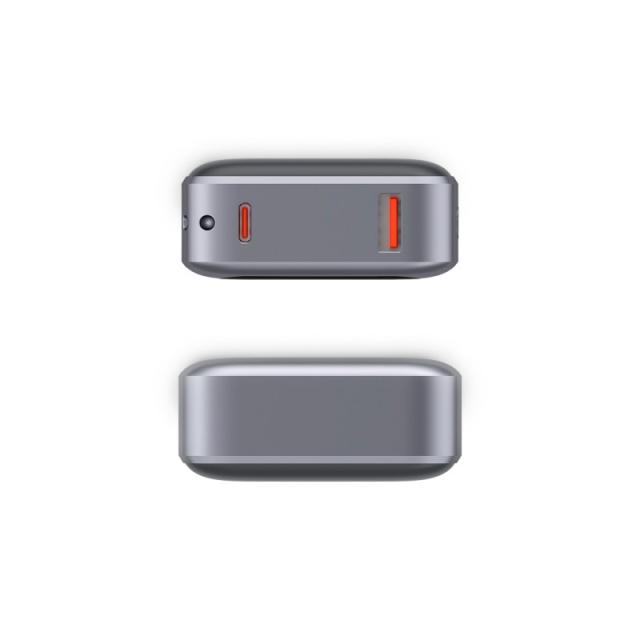 Ksix - Powerbank 10.000 mAh, Carga rápida 22,5 W PD, Carga simultánea, Cable Convertible USB-C + lazo, Pantalla LED, Gris