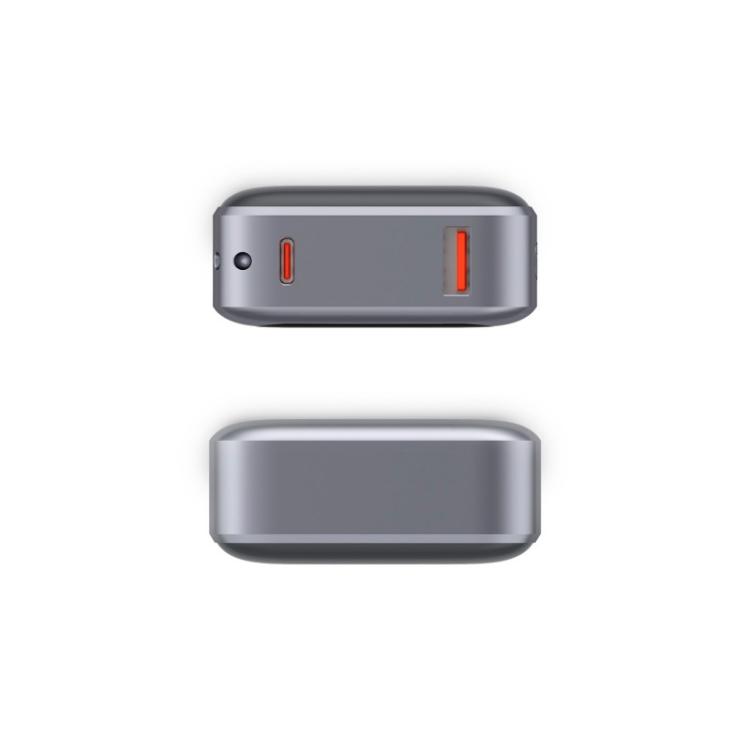 Ksix - Powerbank 10.000 mAh, Carga rápida 22,5 W PD, Carga simultánea, Cable Convertible USB-C + lazo, Pantalla LED, Gris