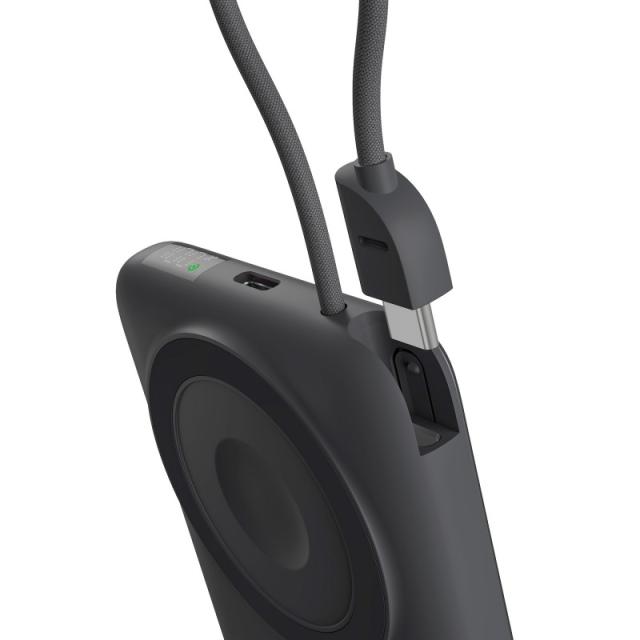 Ksix - Powerbank 10.000 mAh, Carga Rápida 22,5W PD, Compatible MagSafe® y AppleWatch®, Soporte integrado, Gris