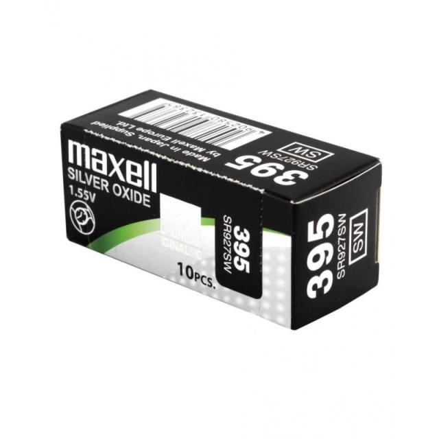 Maxell - MAXELL MICRO PILAS PLANAS ÓXIDO DE PLATA 1,55V - SR0927SW 395 CAJA 10U