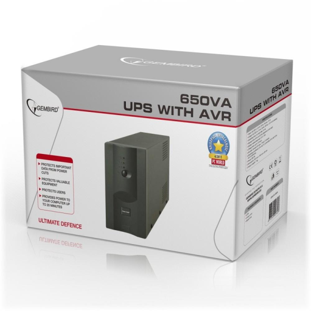 Gembird - UPS-PC-652A sistema de alimentación ininterrumpida (UPS) Línea interactiva 0,65 kVA 390 W 3 salidas AC