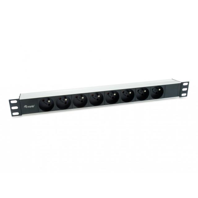 Equip - 333313 unidad de distribución de energía (PDU) 8 salidas AC 1U Negro, Plata