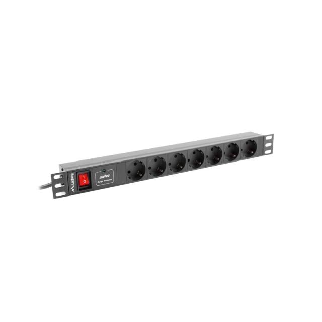 Lanberg - PDU-07F-0200-IEC-BK unidad de distribución de energía (PDU) 7 salidas AC 1U Negro