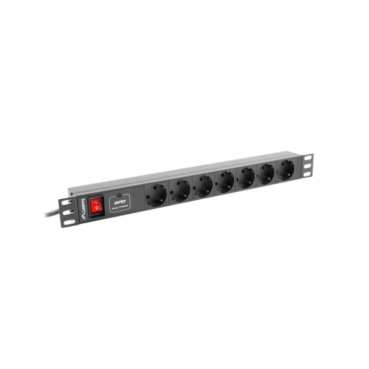 Lanberg - PDU-07F-0200-IEC-BK unidad de distribución de energía (PDU) 7 salidas AC 1U Negro