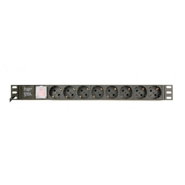 Gembird - EG-PDU-014 unidad de distribución de energía (PDU) 8 salidas AC 1U Negro