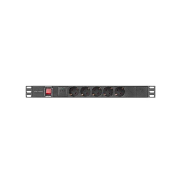 Lanberg - PDU-05F-0200-BK unidad de distribución de energía (PDU) 5 salidas AC 1U Negro