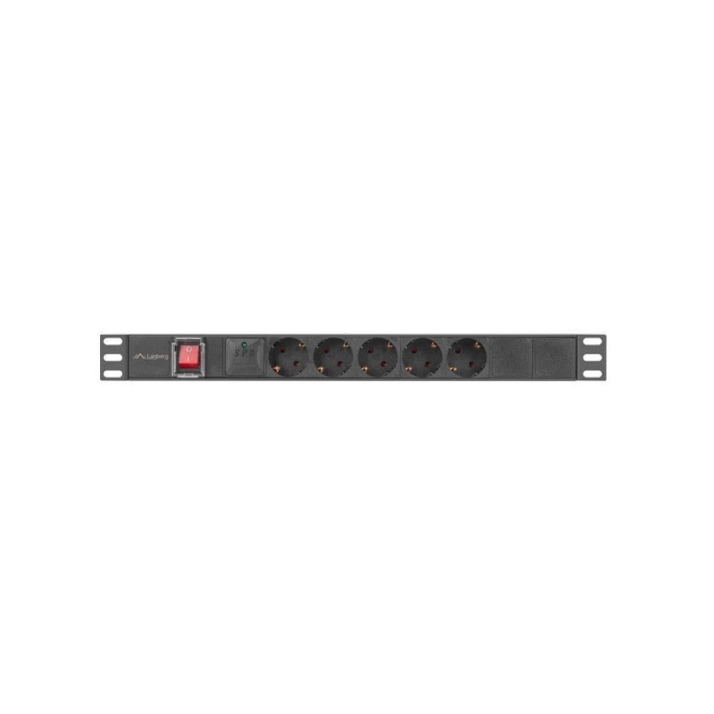 Lanberg - PDU-05F-0200-BK unidad de distribución de energía (PDU) 5 salidas AC 1U Negro