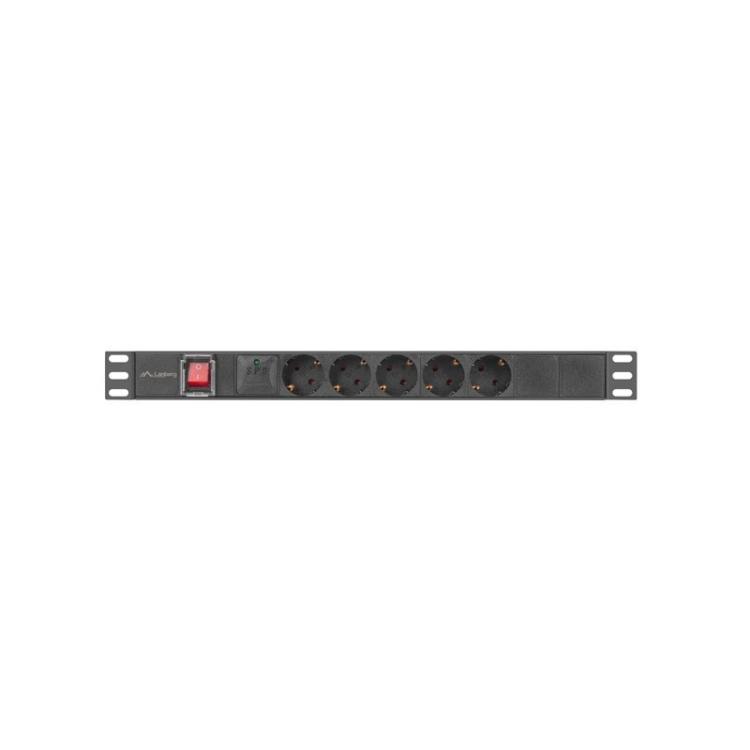 Lanberg - PDU-05F-0200-BK unidad de distribución de energía (PDU) 5 salidas AC 1U Negro