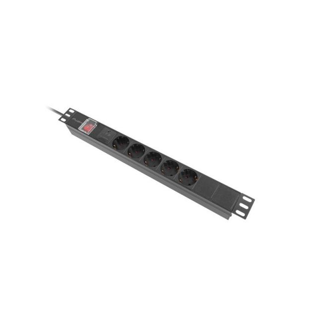 Lanberg - PDU-05F-0200-BK unidad de distribución de energía (PDU) 5 salidas AC 1U Negro