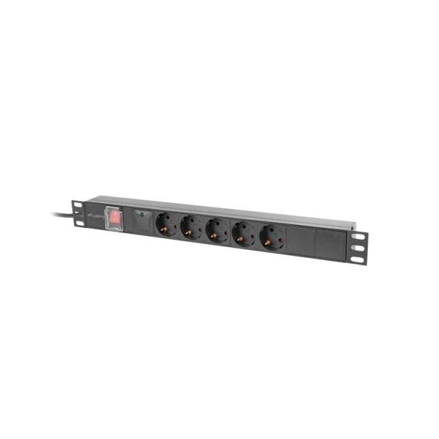 Lanberg - PDU-05F-0200-BK unidad de distribución de energía (PDU) 5 salidas AC 1U Negro