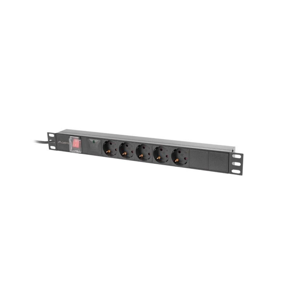 Lanberg - PDU-05F-0200-BK unidad de distribución de energía (PDU) 5 salidas AC 1U Negro
