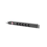 Lanberg - PDU-05F-0200-BK unidad de distribución de energía (PDU) 5 salidas AC 1U Negro