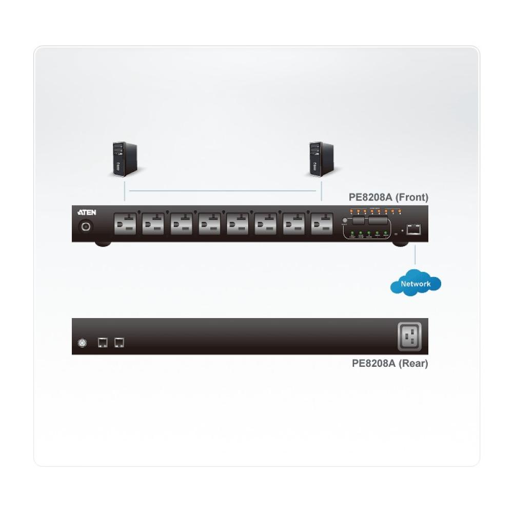 ATEN - PE8208G unidad de distribución de energía (PDU) 8 salidas AC 1U Negro