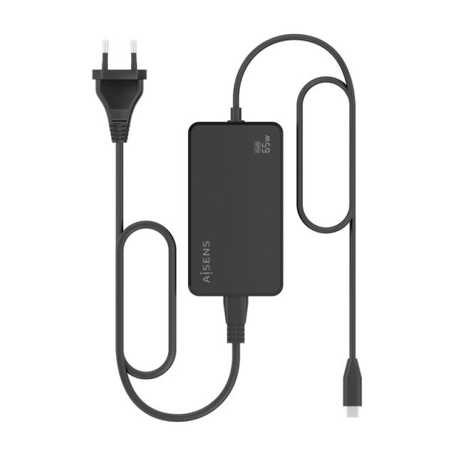 AISENS - Cargador De Sobremesa GaN 65W PD3.0 1xUSB-C 1.8m, Negro