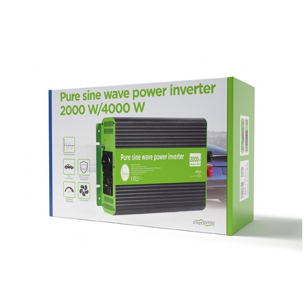 EnerGenie - EG-PWC-PS2000-01 adaptador e inversor de corriente Auto 2000 W Negro, Verde