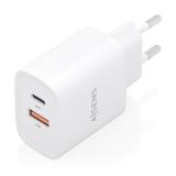 AISENS - Cargador GaN 30W, 1xUSB-C PD3.0 QC4.0, 1xUSB-A QC3.0, Blanco - A110-0952